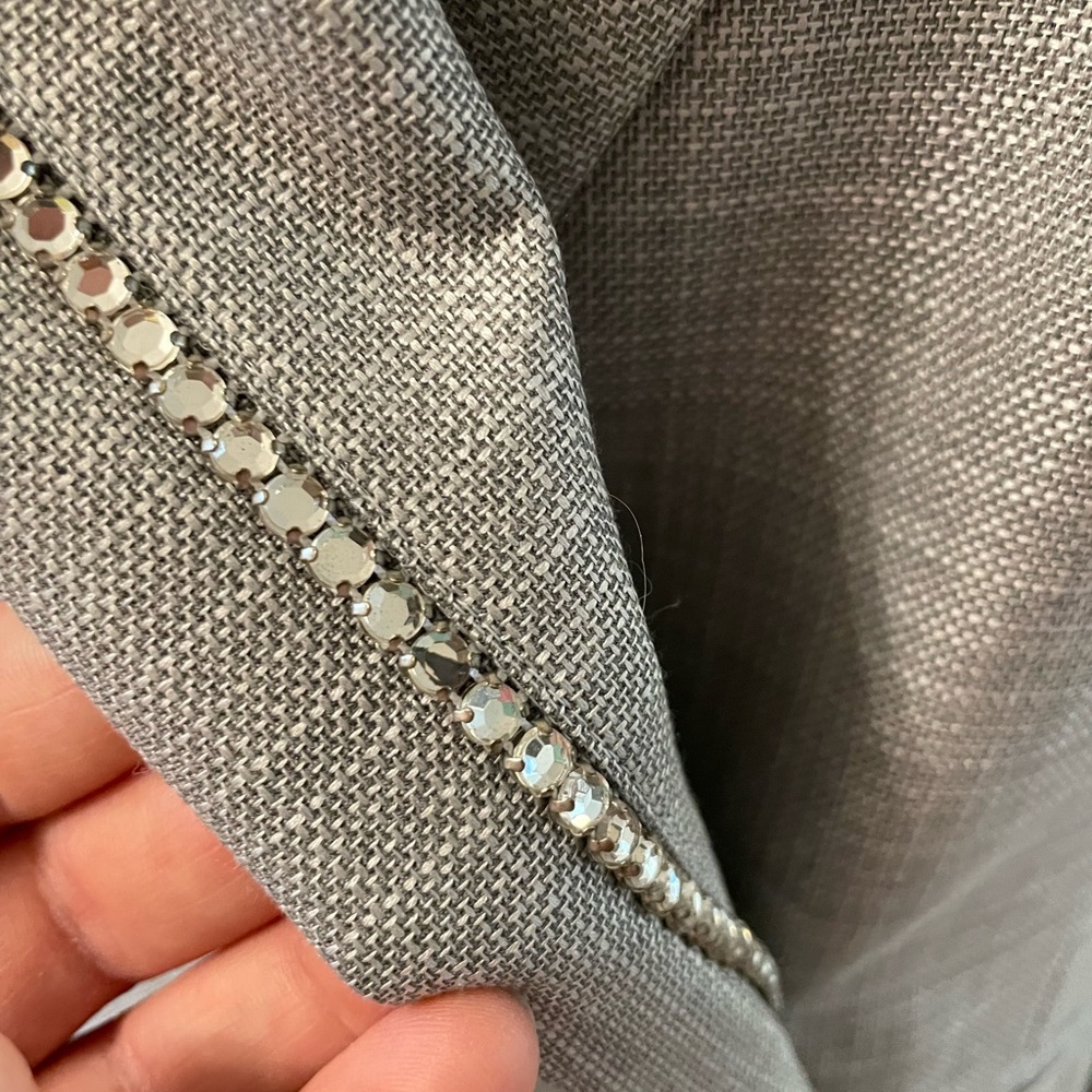 Escada Wool and Silk Blend Suit with Rhinestone Trim - Picture 6 of 16